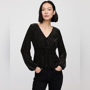 GAP Factory Whimsigoth Velvet Burnout Smocked Peplum Long Sleeve Blouse